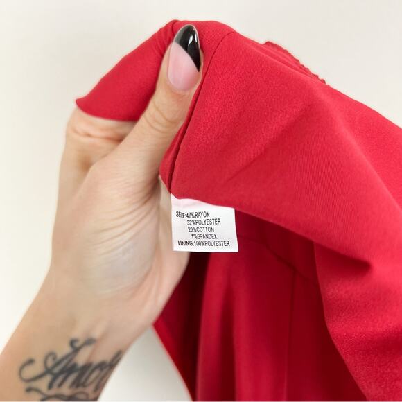 Kay Unger Red‎ Textured V-Neck Cap Sleeve Sheath Dress Size 14 - Picture 12 of 12